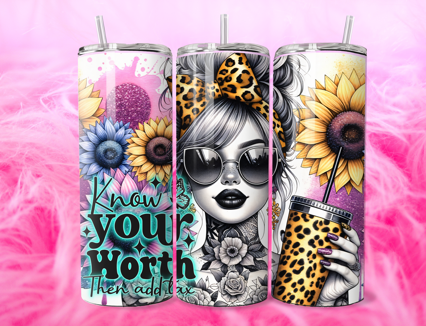 KNOW YOUR WORTH THEN ADD TAX 20oz Tumbler